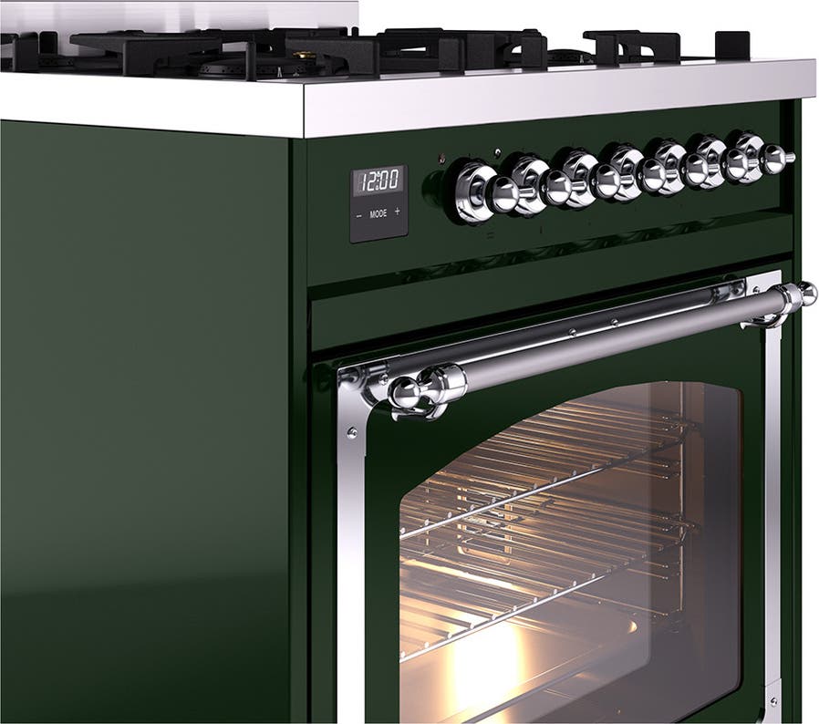 Ilve UN30NMPEGCLP Emerald Green With Chrome Knobs, Liquid Propane