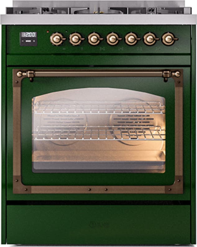 Ilve UN30NMPEGBLP Emerald Green With Bronze Knobs, Liquid Propane