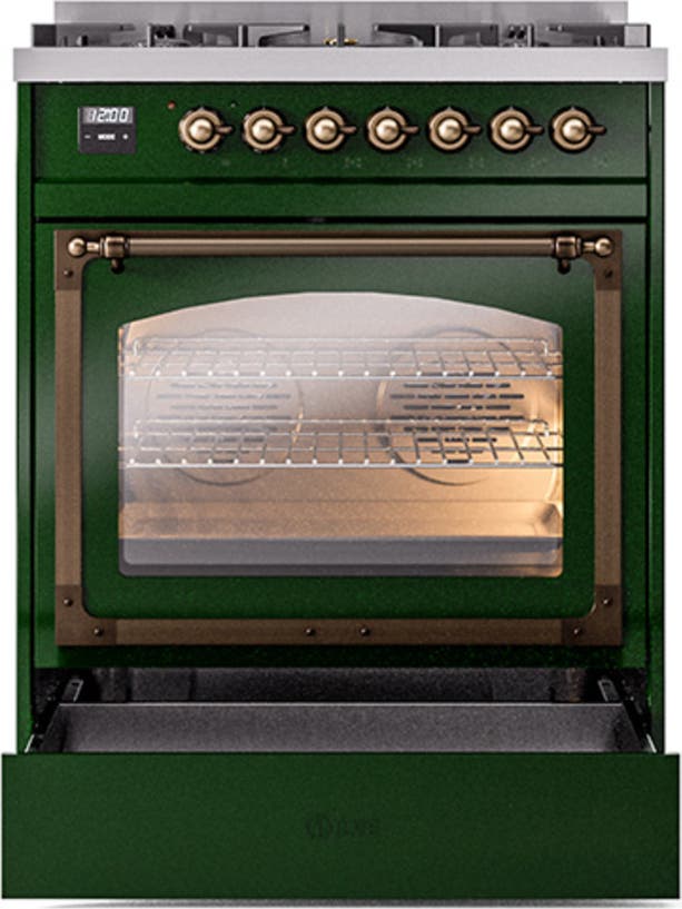 Ilve UN30NMPEGBLP Emerald Green With Bronze Knobs, Liquid Propane