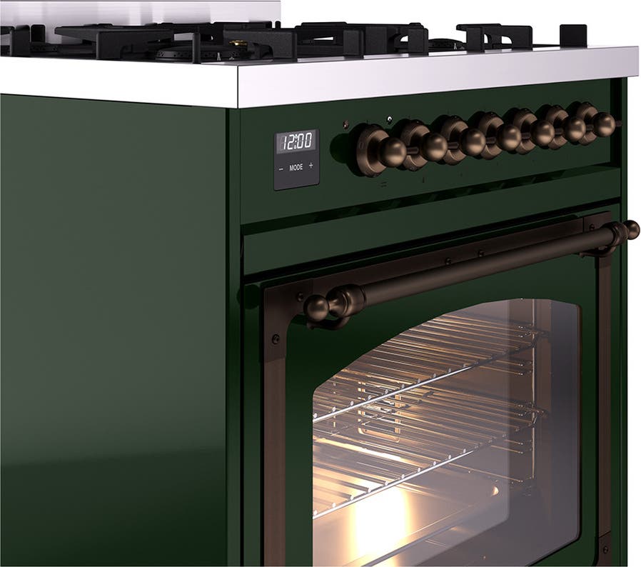 Ilve UN30NMPEGBLP Emerald Green With Bronze Knobs, Liquid Propane