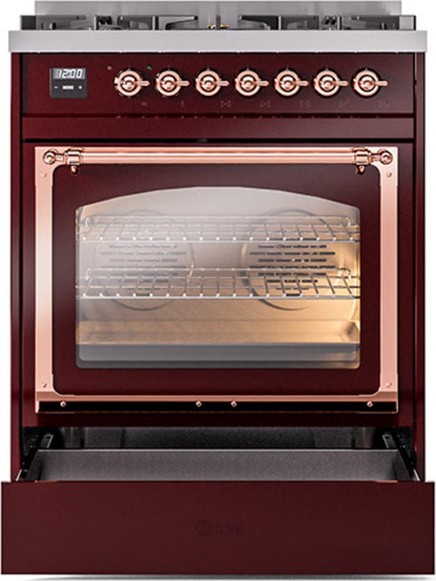 Ilve UN30NMPBUP Burgundy With Copper Knobs, Natural Gas