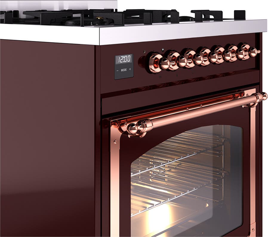 Ilve UN30NMPBUP Burgundy With Copper Knobs, Natural Gas