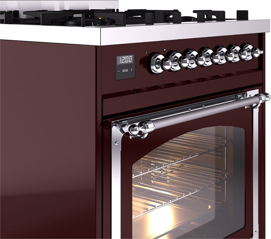 Ilve UN30NMPBUCLP Burgundy With Chrome Knobs, Liquid Propane