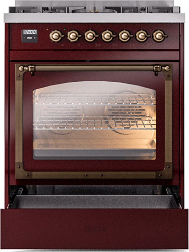 Ilve UN30NMPBUB Burgundy With Bronze Knobs, Natural Gas
