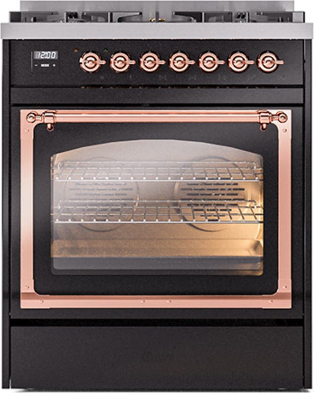 Ilve UN30NMPBKP Glossy Black With Copper Knobs, Natural Gas