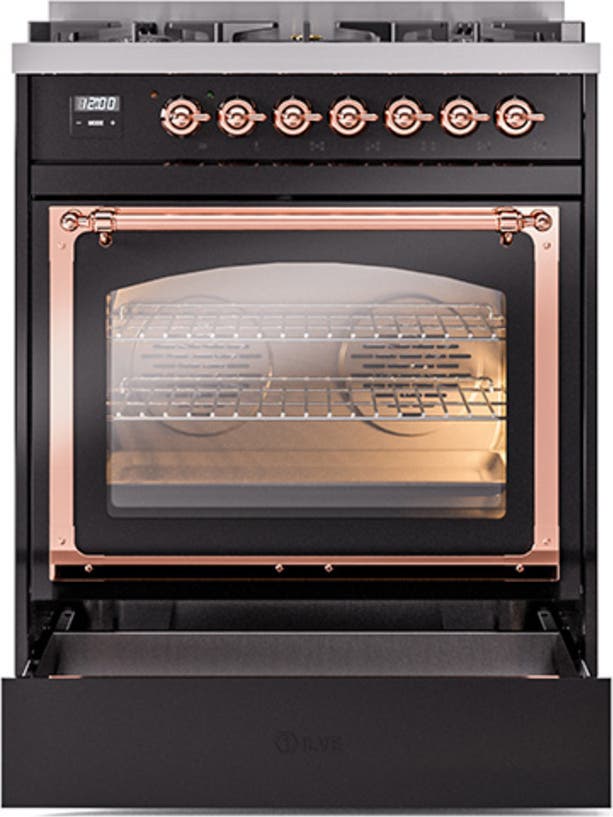Ilve UN30NMPBKP Glossy Black With Copper Knobs, Natural Gas