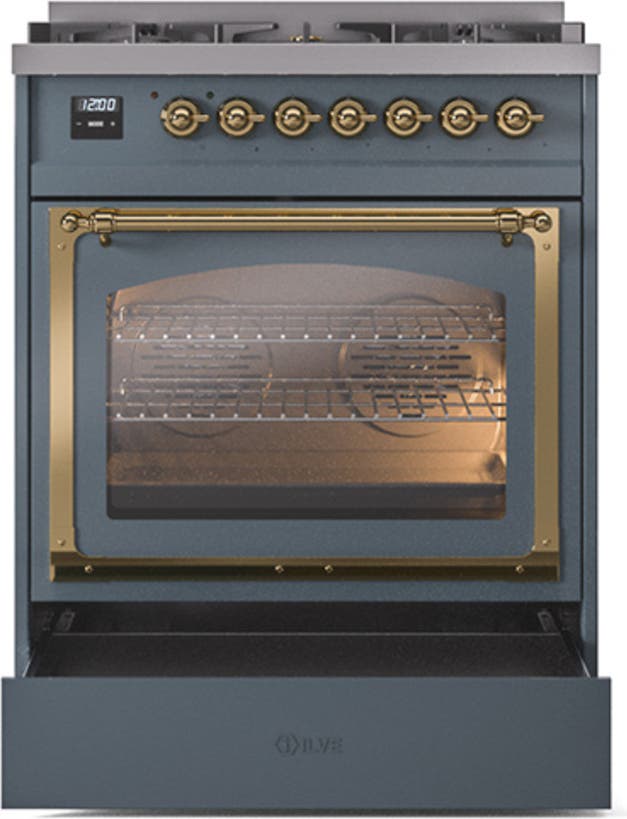 Ilve UN30NMPBGGLP Blue Grey With Brass Knobs, Liquid Propane