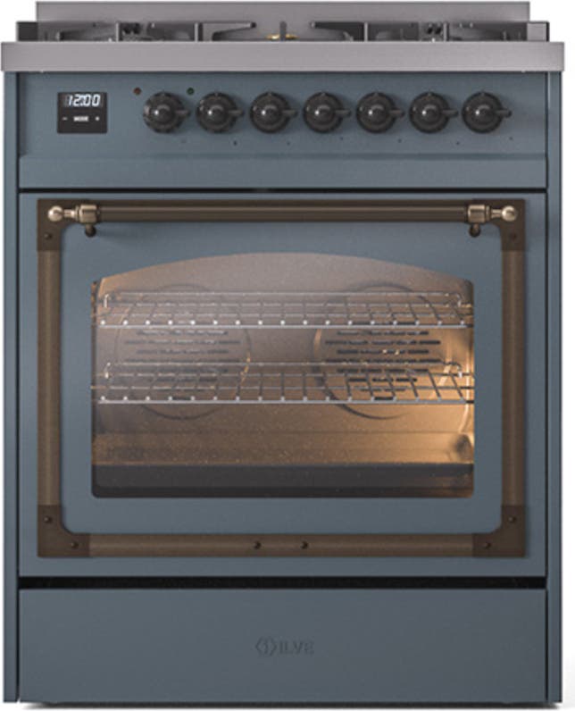 Ilve UN30NMPBGBLP Blue Grey With Bronze Knobs, Liquid Propane