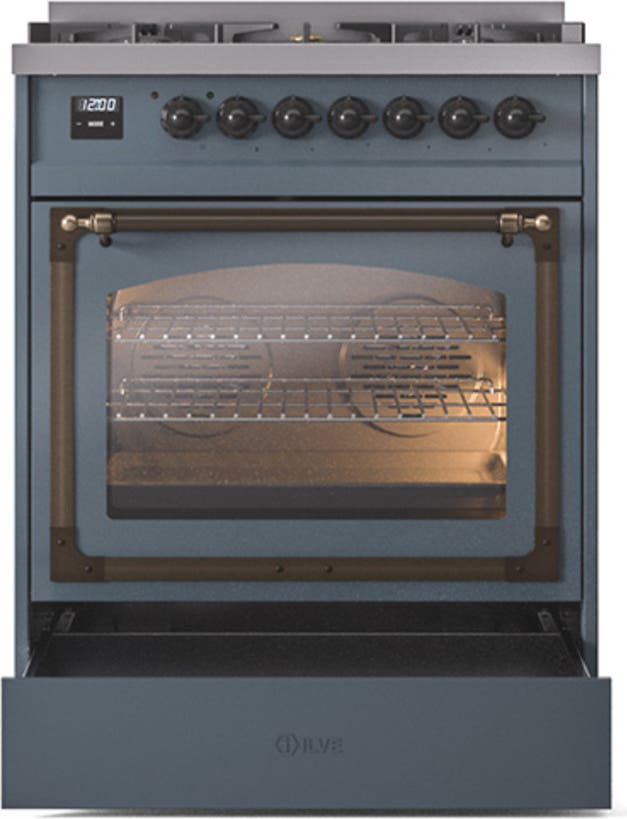 Ilve UN30NMPBGBLP Blue Grey With Bronze Knobs, Liquid Propane