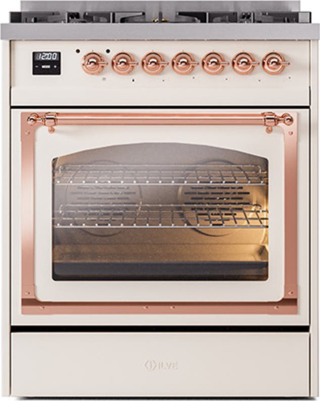 Ilve UN30NMPAWP Antique White With Copper Knobs, Natural Gas