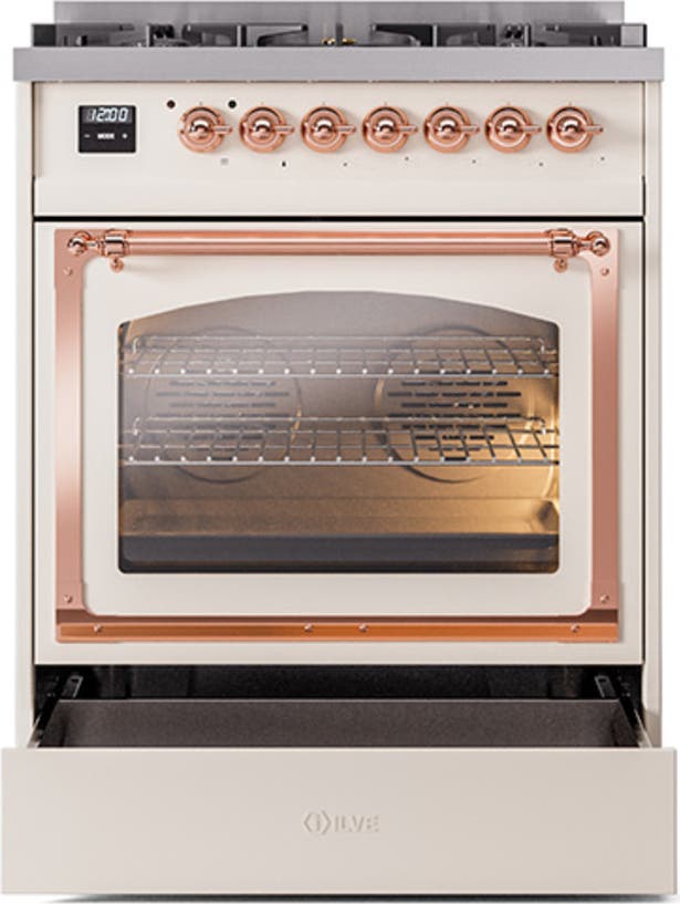 Ilve UN30NMPAWP Antique White With Copper Knobs, Natural Gas