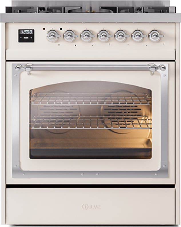 Ilve UN30NMPAWCLP Antique White With Chrome Knobs, Liquid Propane