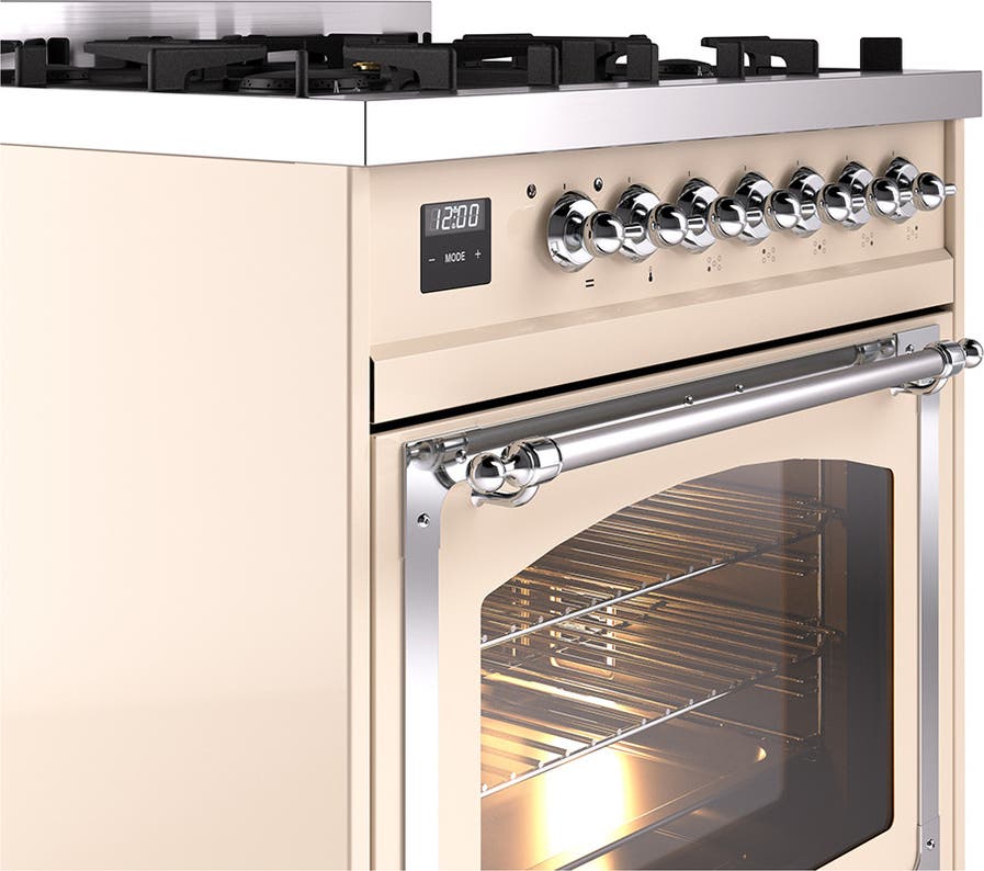 Ilve UN30NMPAWCLP Antique White With Chrome Knobs, Liquid Propane