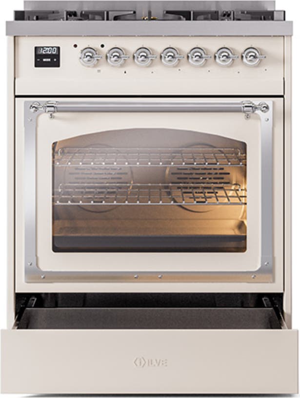 Ilve UN30NMPAWC Antique White With Chrome Knobs, Natural Gas