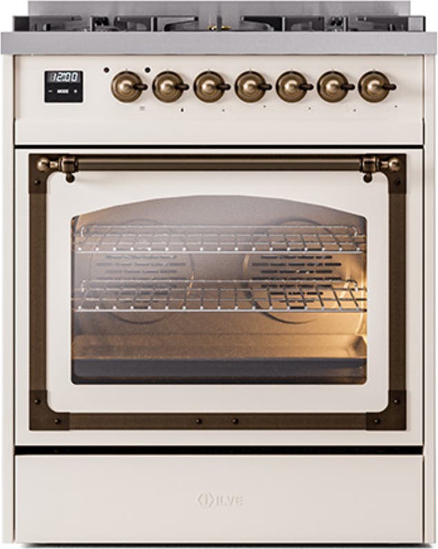 Ilve UN30NMPAWBLP Antique White With Bronze Knobs, Liquid Propane
