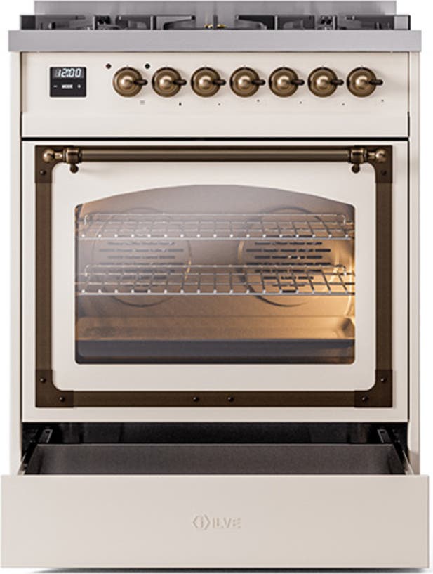 Ilve UN30NMPAWBLP Antique White With Bronze Knobs, Liquid Propane