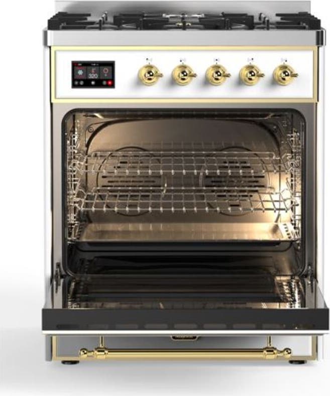 Ilve UM30DQNE3WHG Natural Gas In White W/ Brass Trim
