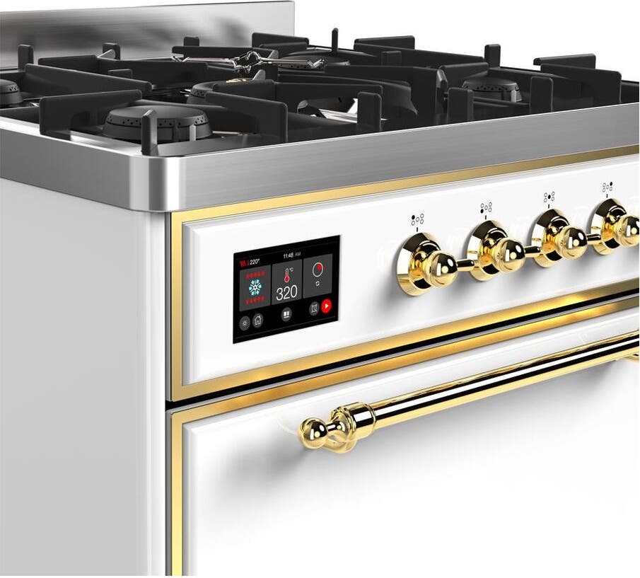 Ilve UM30DQNE3WHG Natural Gas In White W/ Brass Trim