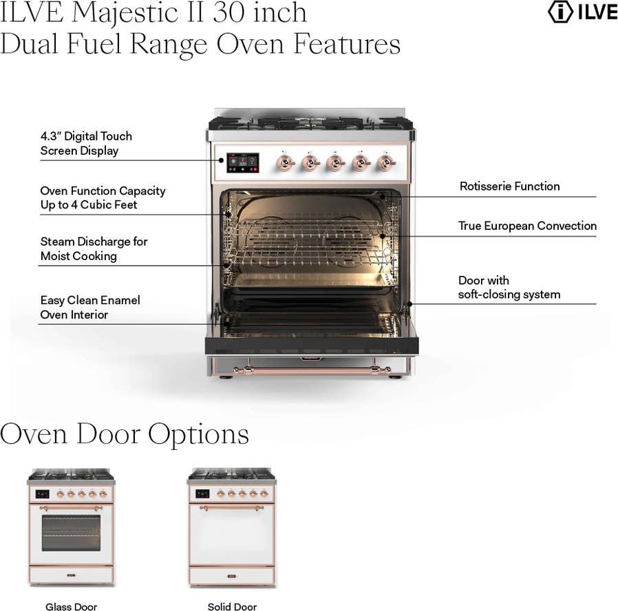 Ilve UM30DQNE3SSBLP Liquid Propane In Stainless Steel W/ Bronze Trim