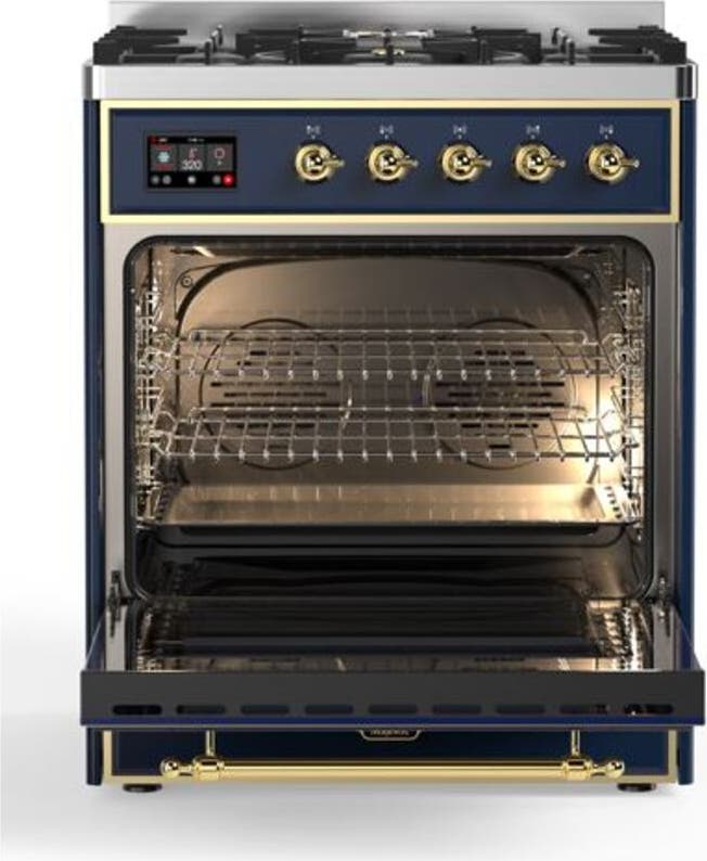 Ilve UM30DQNE3MBG Natural Gas In Midnight Blue W/ Brass Trim