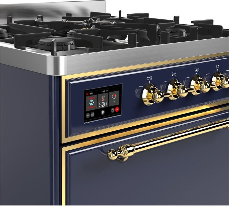 Ilve UM30DQNE3MBG Natural Gas In Midnight Blue W/ Brass Trim