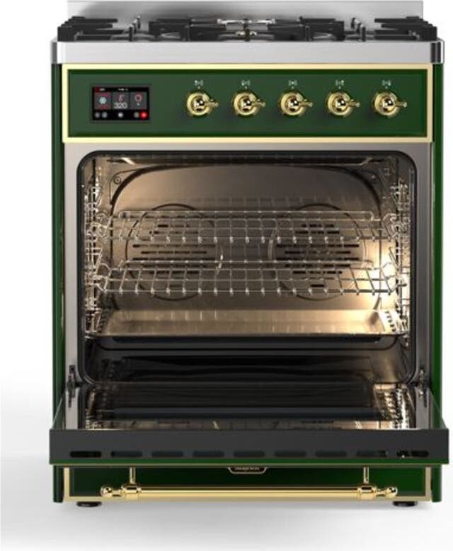 Ilve UM30DQNE3EGG Natural Gas In Emerald Green W/ Brass Trim