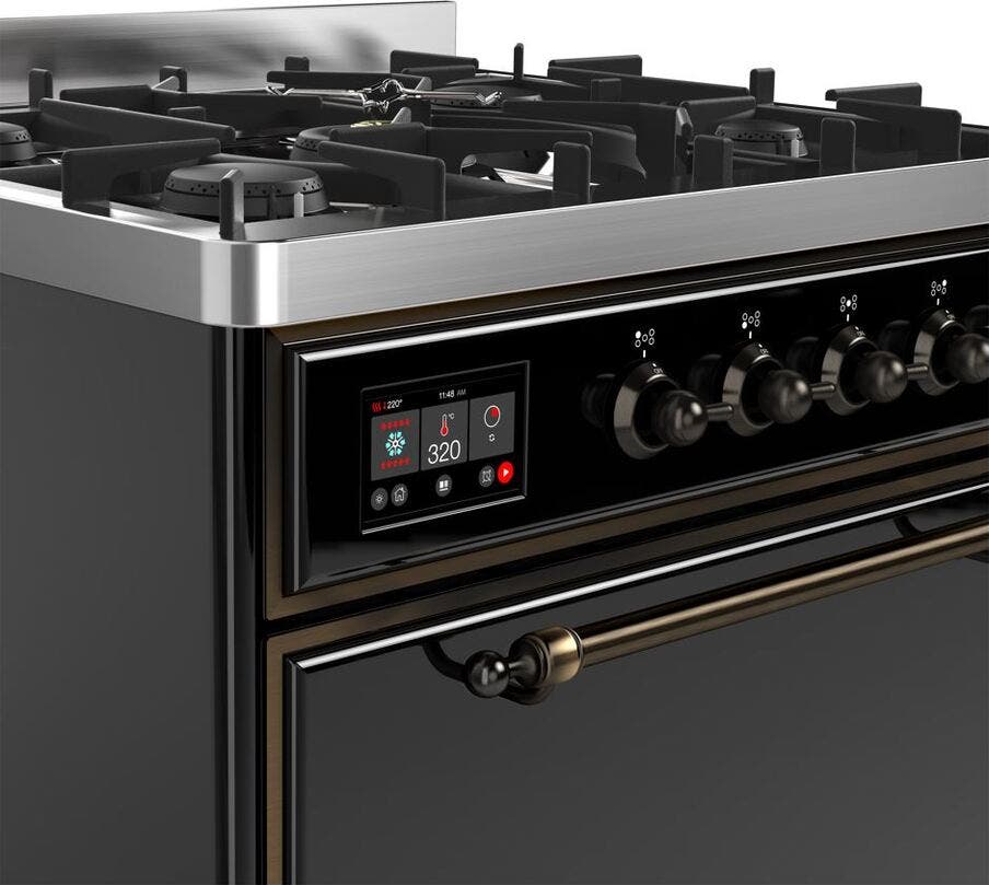 Ilve UM30DQNE3BKBLP Liquid Propane In Glossy Black W/ Bronze Trim