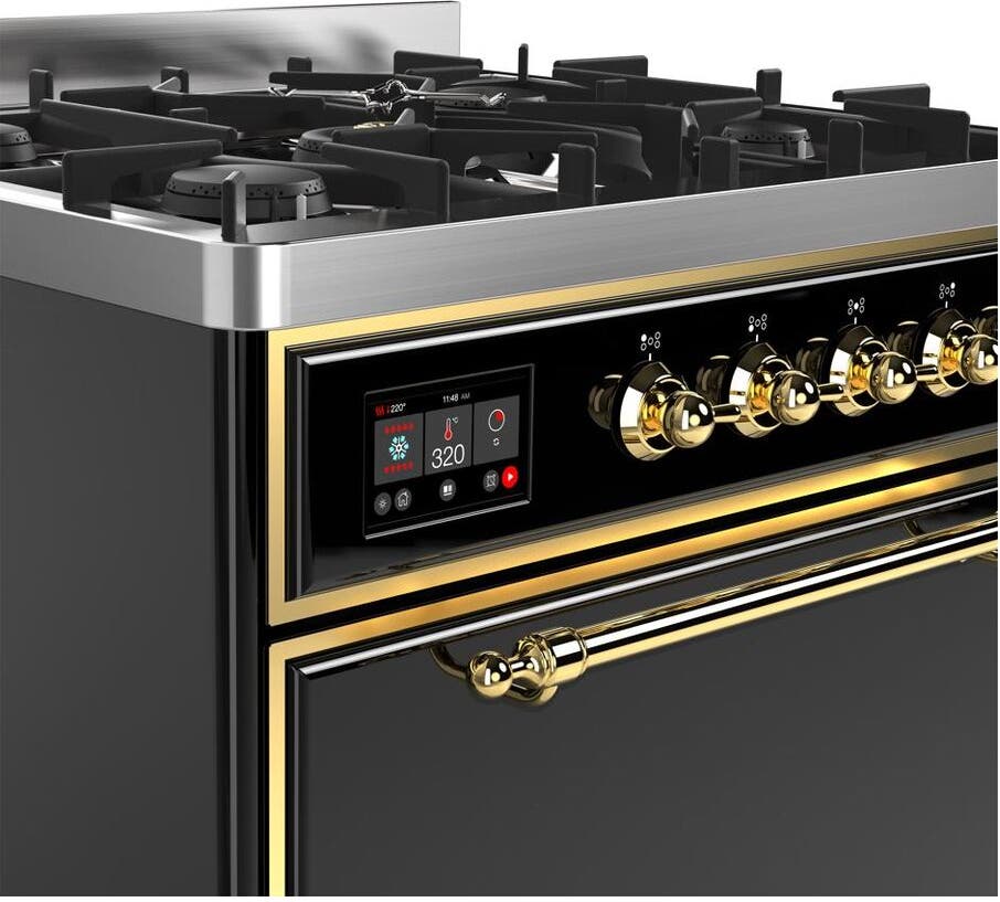 Ilve UM30DQNE3BKGLP Liquid Propane In Glossy Black W/ Brass Trim