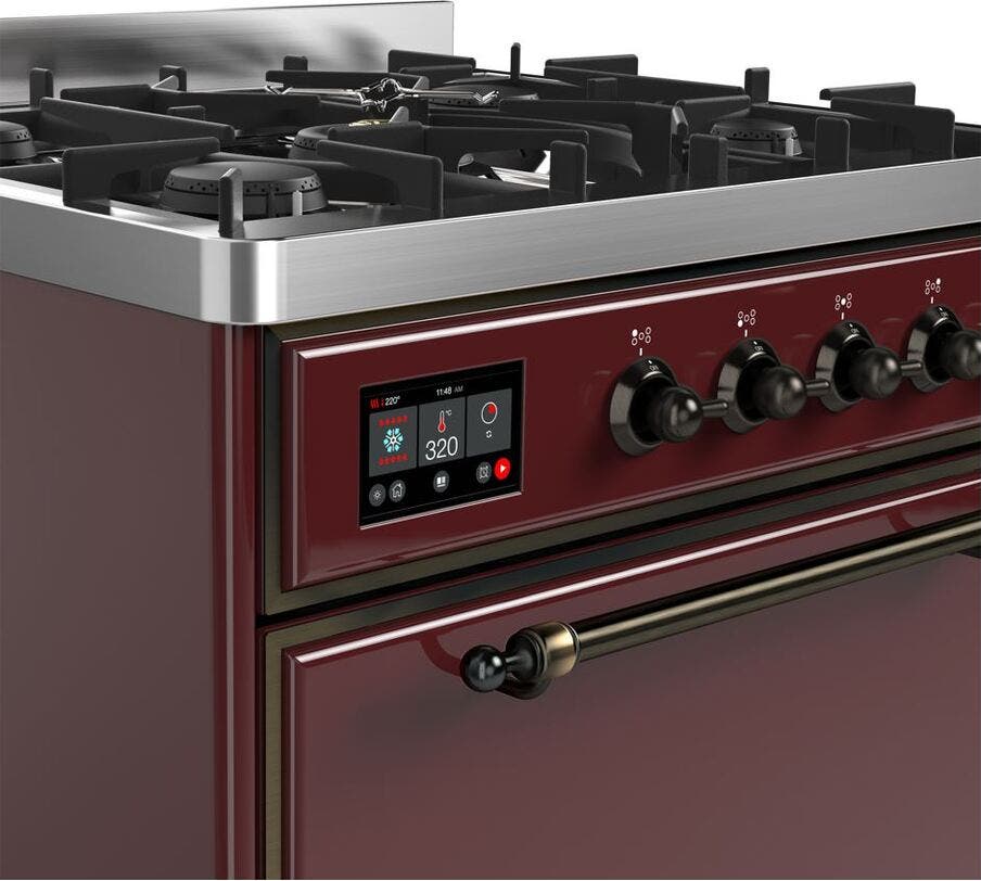 Ilve UM30DQNE3BUB Natural Gas In Burgundy W/ Bronze Trim