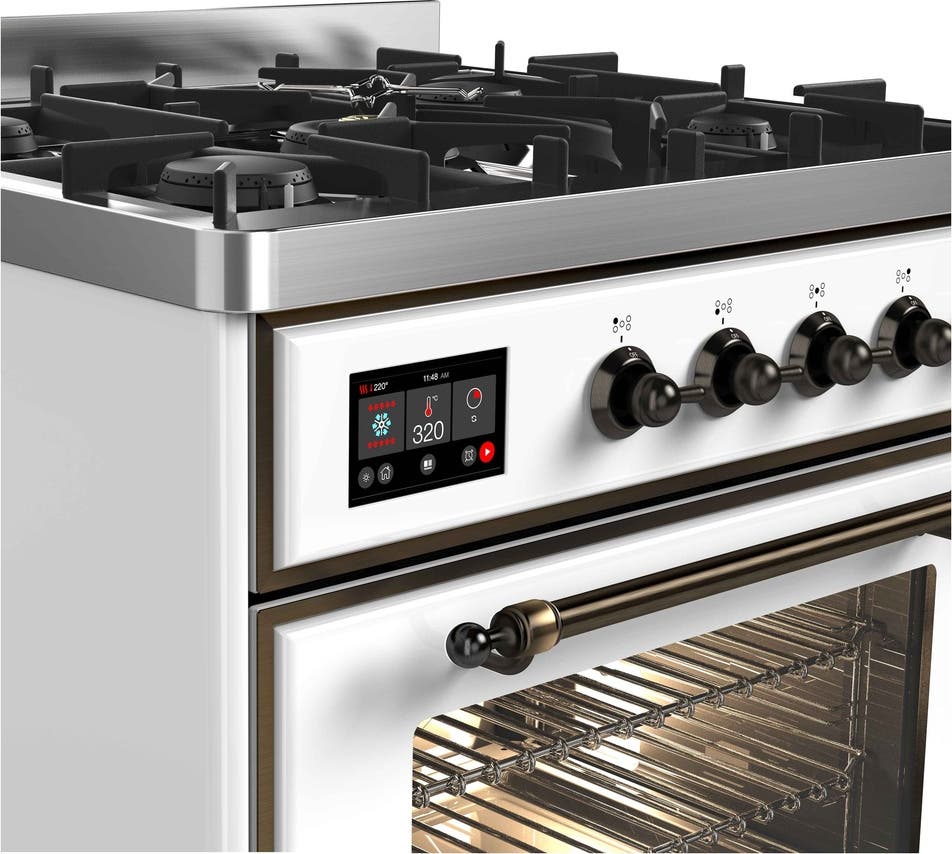 Ilve UM30DNE3WHB Natural Gas In White W/ Bronze Trim