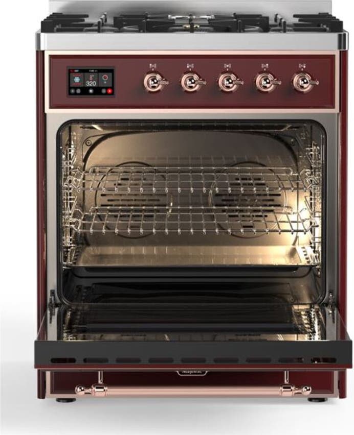 Ilve UM30DNE3BUP Natural Gas In Burgundy W/ Copper Trim