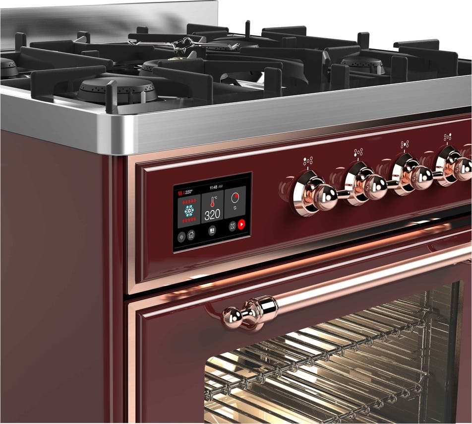 Ilve UM30DNE3BUP Natural Gas In Burgundy W/ Copper Trim