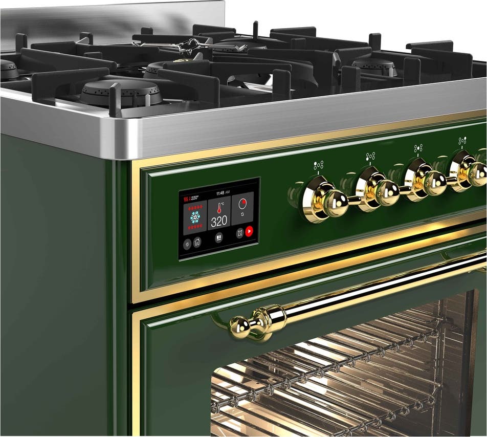 Ilve UM30DNE3EGG Natural Gas In Emerald Green W/ Brass Trim