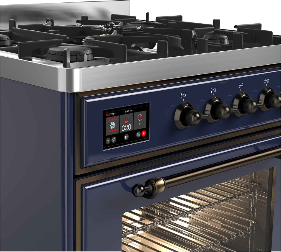 Ilve UM30DNE3MBB Natural Gas In Midnight Blue W/ Bronze Trim