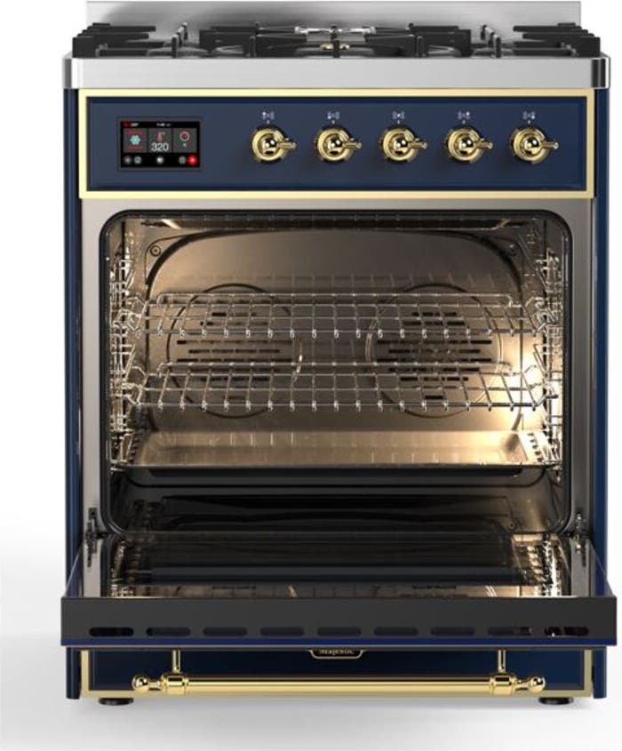 Ilve UM30DNE3MBG Natural Gas In Midnight Blue W/ Brass Trim