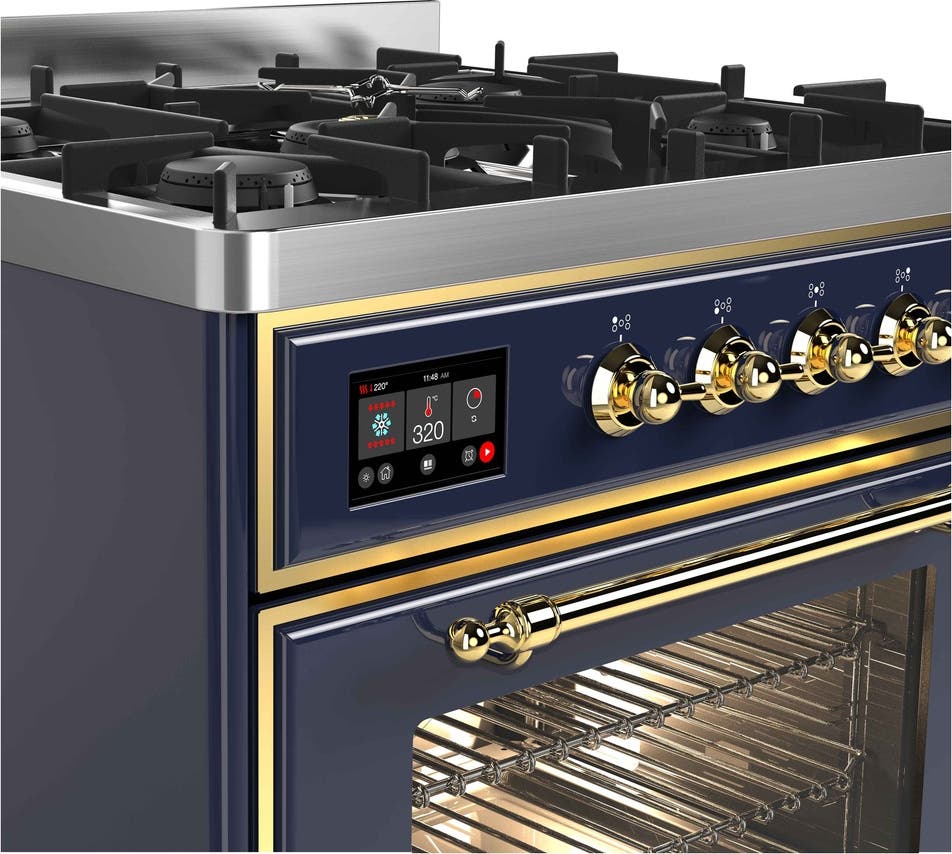 Ilve UM30DNE3MBG Natural Gas In Midnight Blue W/ Brass Trim