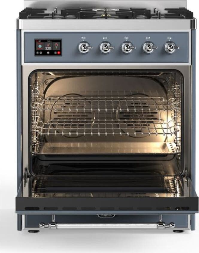 Ilve UM30DNE3BGC Natural Gas In Blue Grey W/ Chrome Trim