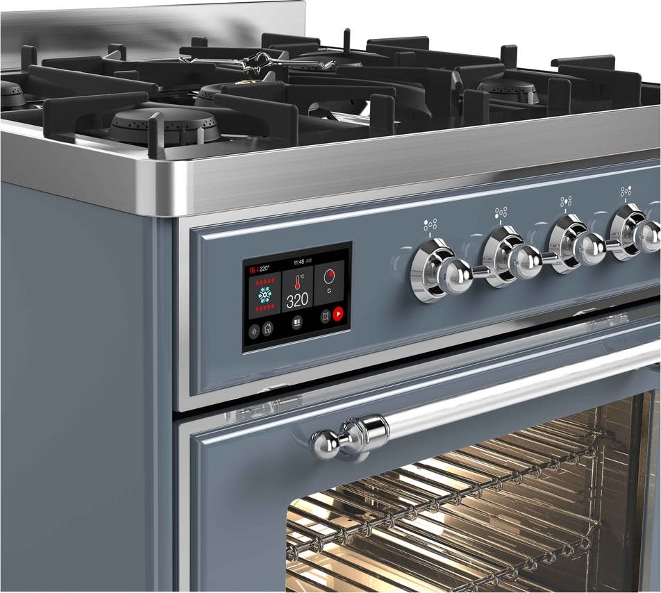 Ilve UM30DNE3BGC Natural Gas In Blue Grey W/ Chrome Trim
