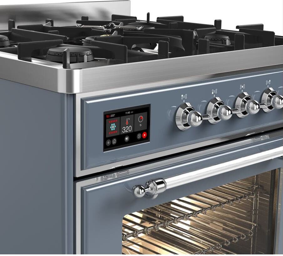 Ilve UM30DNE3BGC Natural Gas In Blue Grey W/ Chrome Trim