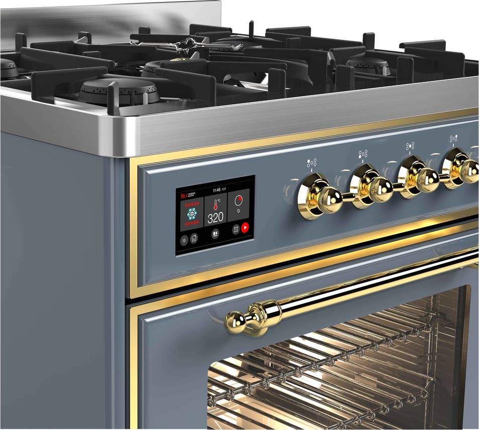 Ilve UM30DNE3BGGLP Liquid Propane In Blue Grey W/ Brass Trim