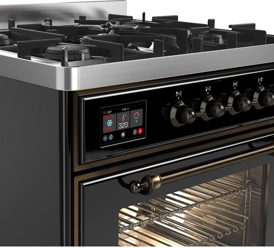 Ilve UM30DNE3BKB Natural Gas In Glossy Black W/ Bronze Trim