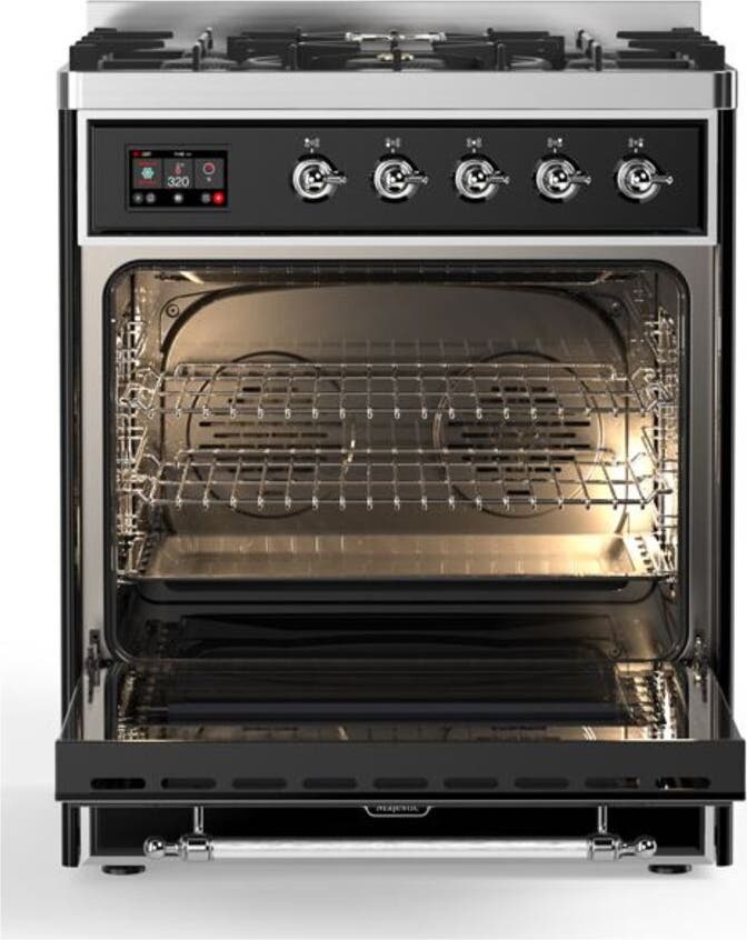 Ilve UM30DNE3BKC Natural Gas In Glossy Black W/ Chrome Trim
