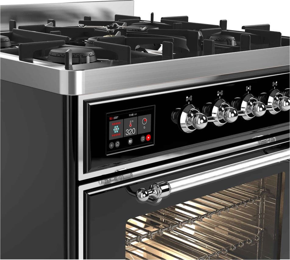 Ilve UM30DNE3BKC Natural Gas In Glossy Black W/ Chrome Trim