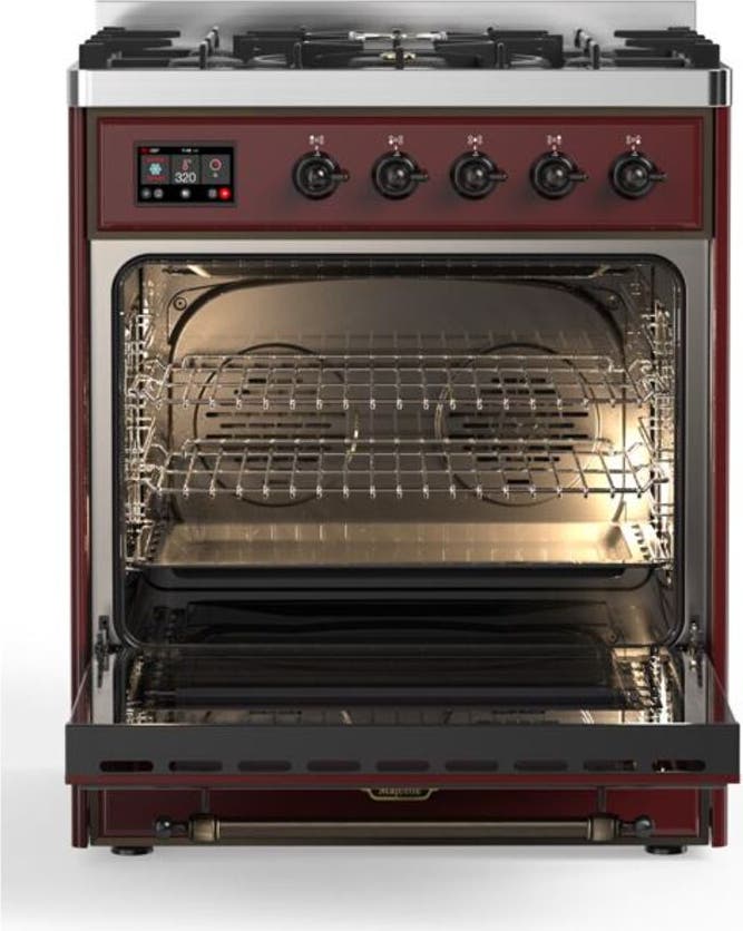 Ilve UM30DNE3BUB Natural Gas In Burgundy W/ Bronze Trim