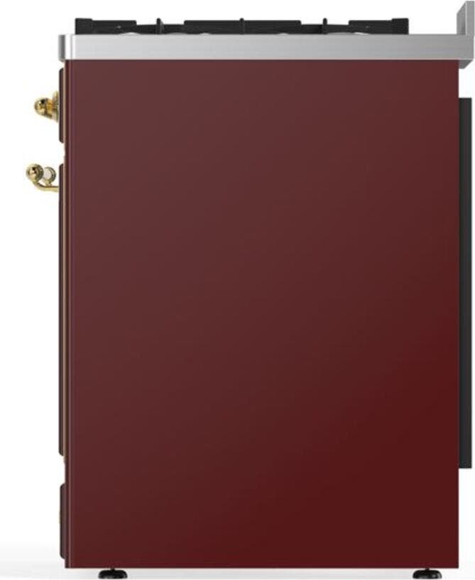 Ilve UM30DNE3BUG Natural Gas In Burgundy W/ Brass Trim
