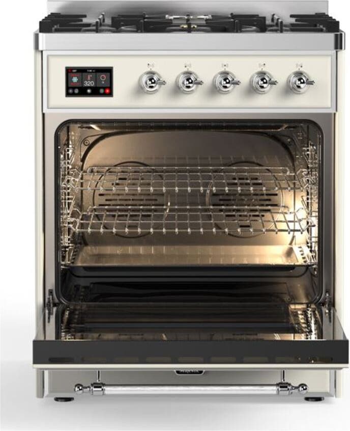 Ilve UM30DNE3AWC Natural Gas In Antique White W/ Chrome Trim