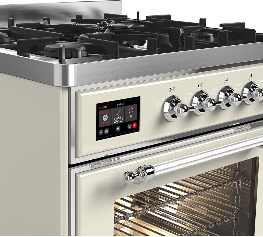 Ilve UM30DNE3AWC Natural Gas In Antique White W/ Chrome Trim