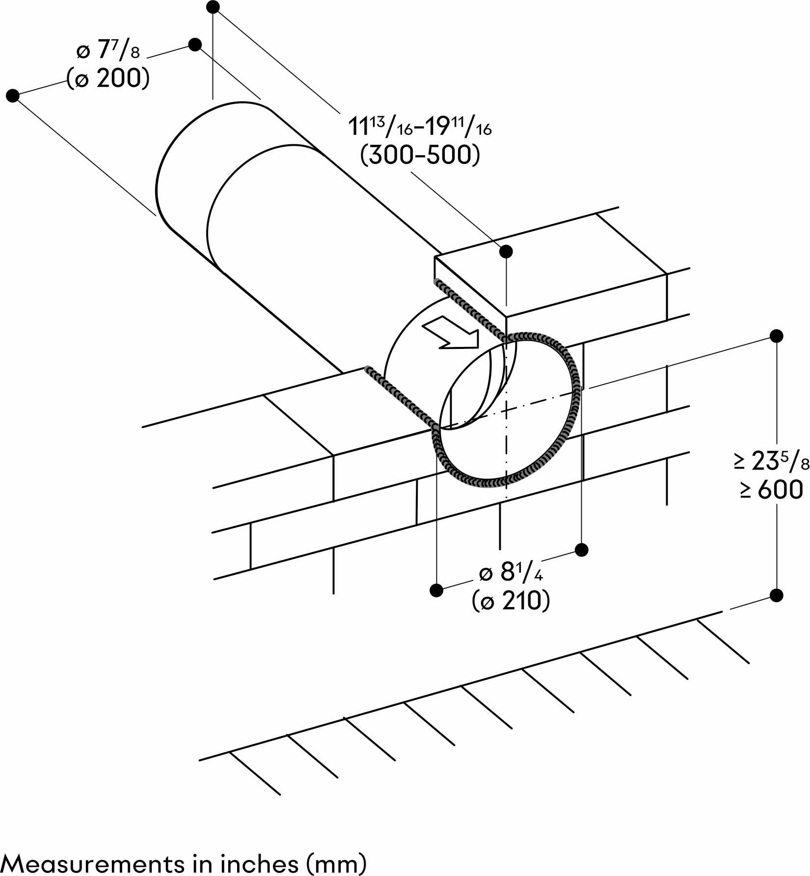 Gaggenau AD702052 8" Telescopic Wall Duct
