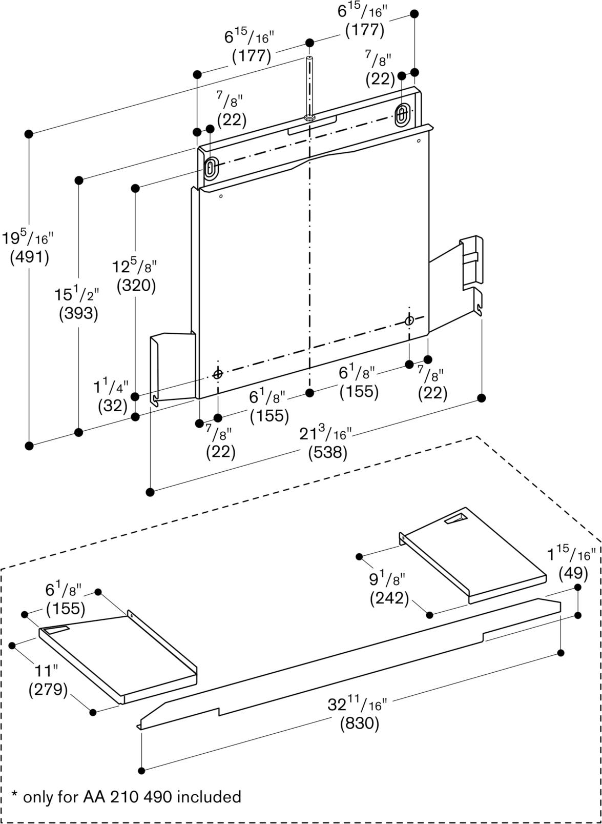 Gaggenau AA210460 Lowering Frame for 24 Inch AF Visor Hood