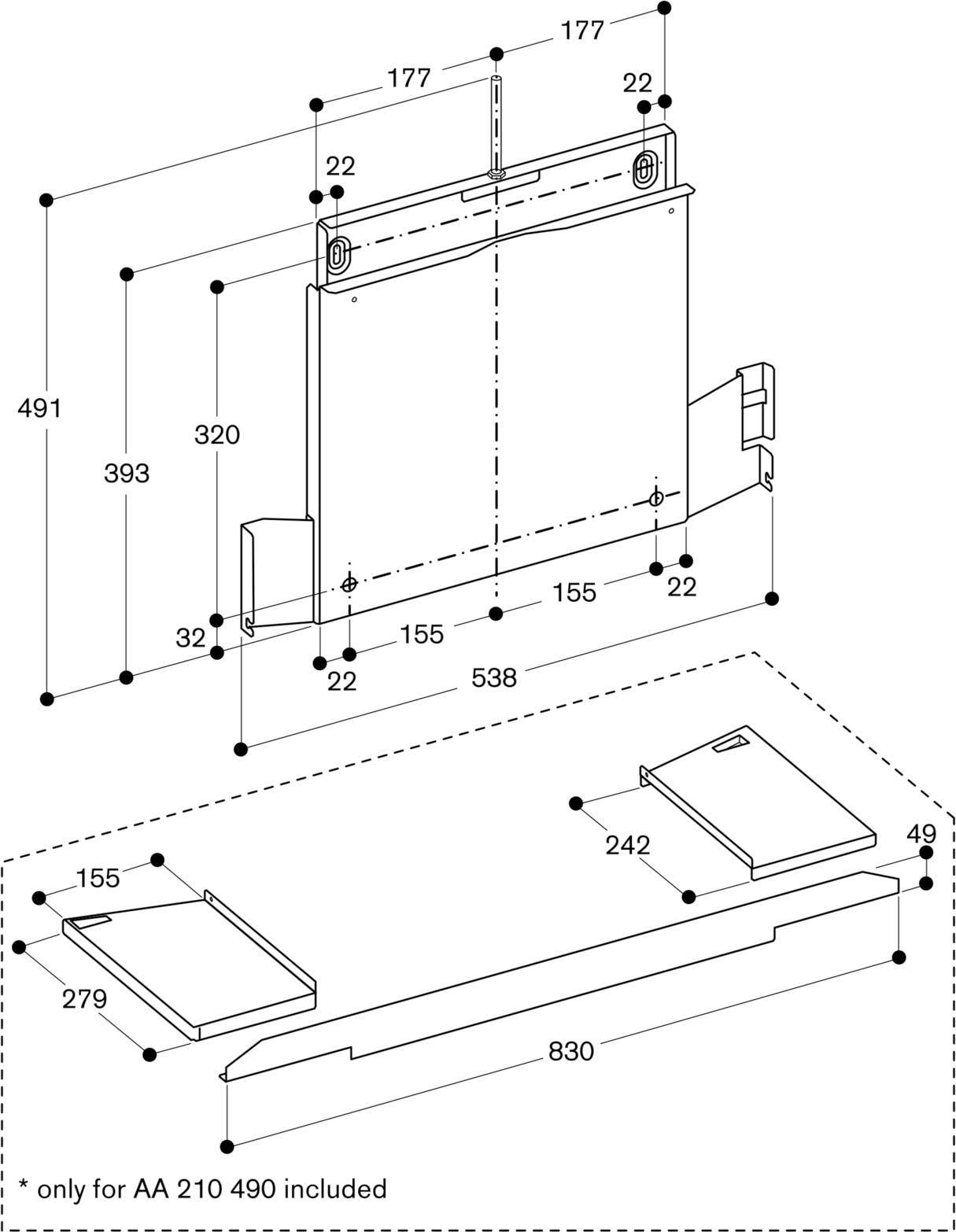 Gaggenau AA210460 Lowering Frame for 24 Inch AF Visor Hood